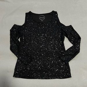 Black Longsleeve Sparkle Top / Blouse - INC International Concepts - Women’s M